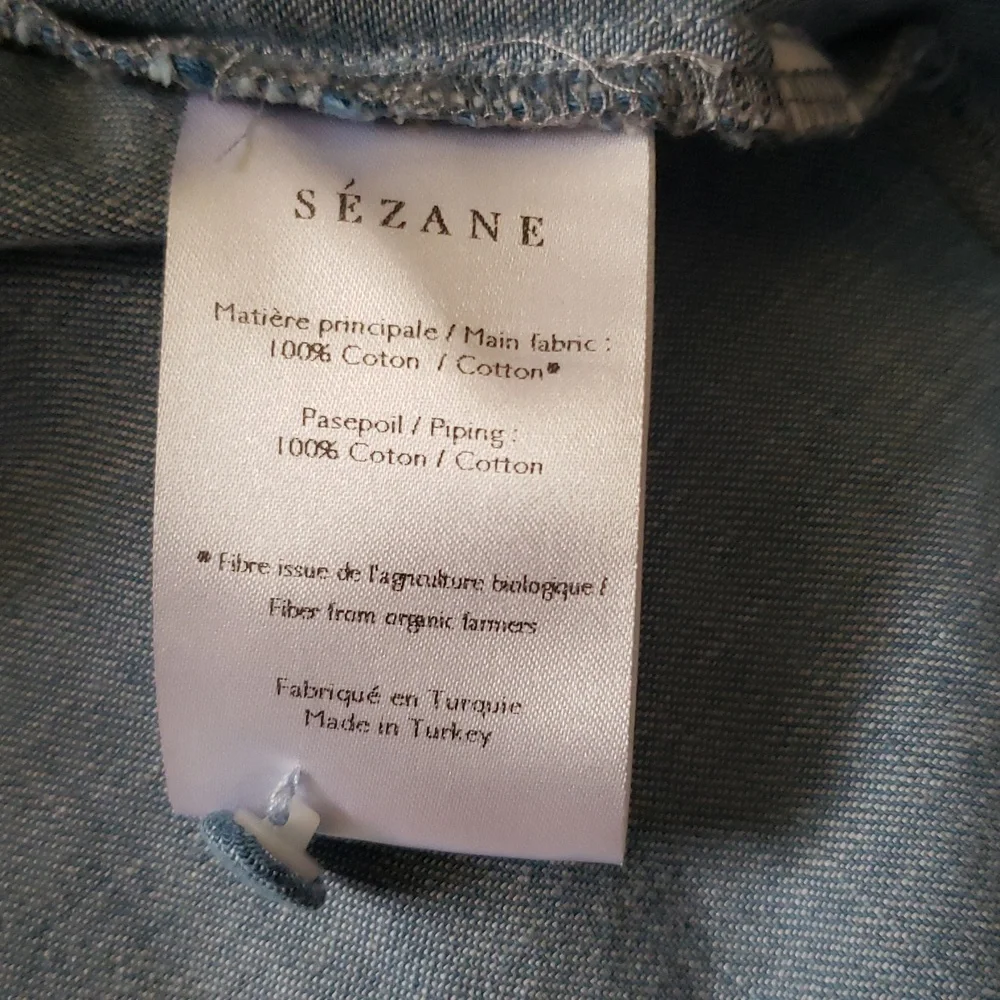 Sezane Blue Blouse with White Floral Embroidery - Picture 6 of 10